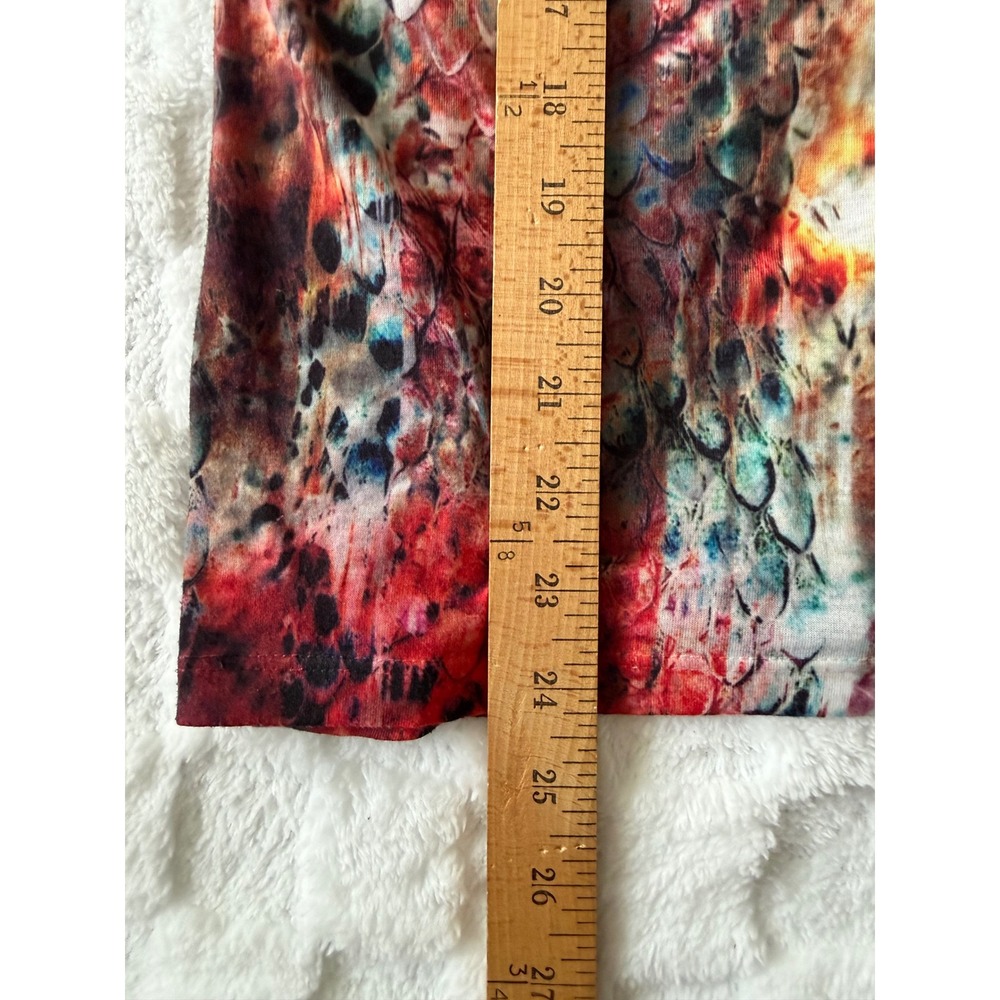 New Directions Womens Batwing Studded Abstract Top Orange/Teal/Red-EUC Sz M - Picture 7 of 11